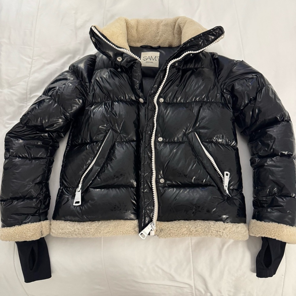 SAM- Black Puffer Jacket with Fur Detailing